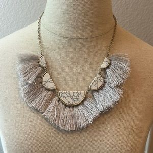 Grey Arrow Design Pendant Necklace With Hanging Tassels